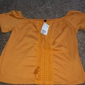 H & M off the shoulder yellow top